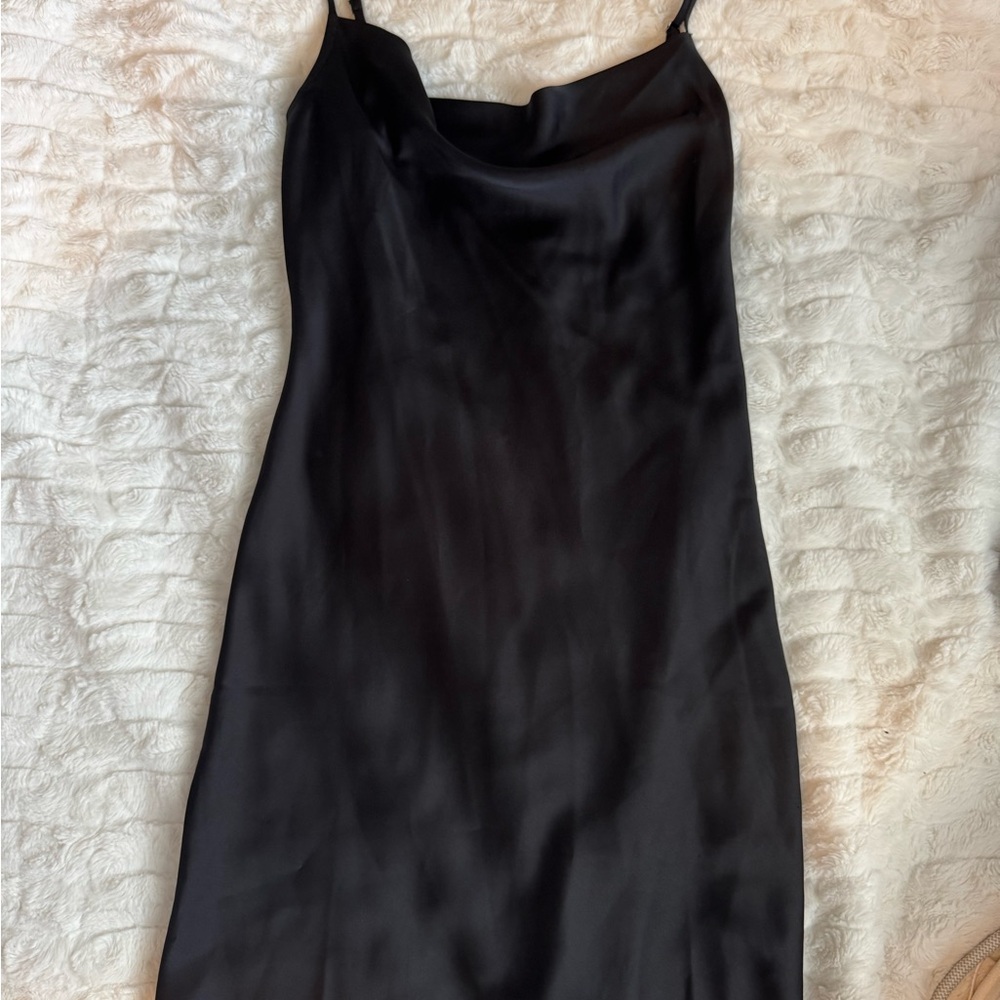 BP Nordstrom black silk slip mini dress